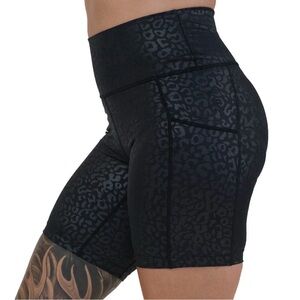 Constantly Varied Gear 7” Workout Shorts Womens Size M Black Leopard High Waist